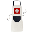 thumbnail image 1 of Switzerland Flag Pattern Apron Adjustable Bib Cotton Linen BBQ Kitchen Pocket Pinafore, 1 of 3