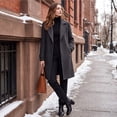 thumbnail image 6 of TQWQT Womens Notched Lapel Mid Length Wool Blend Coat Single Breasted Solid Color Elegant Trench Overcoat with Side Pockets Casual Office Outerwear for Fall Winter Gray S, 6 of 7