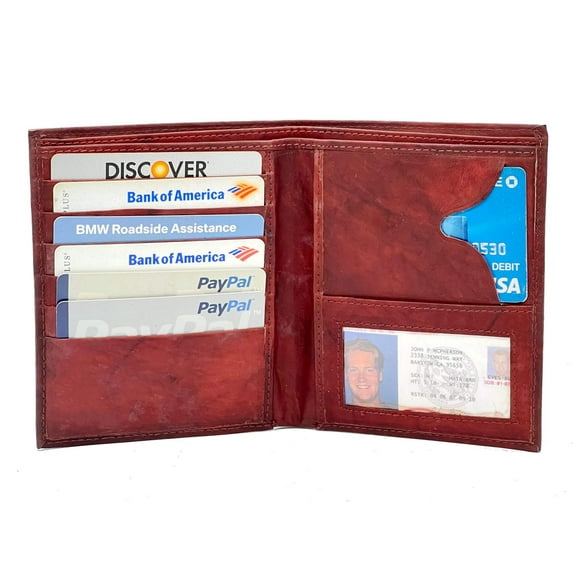 COWHIDE LEATHER MEN'S BIFOLD HIPSTER EUROPEAN WALLET CREDIT CARD HOLDER