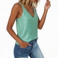 thumbnail image 6 of mgoYE Womens Tank Tops Casual Fashion V Neck Strappy Sequin Sparkle Shimmer Camisole Sleeveless Tanks Tops(Green,2XL), 6 of 9