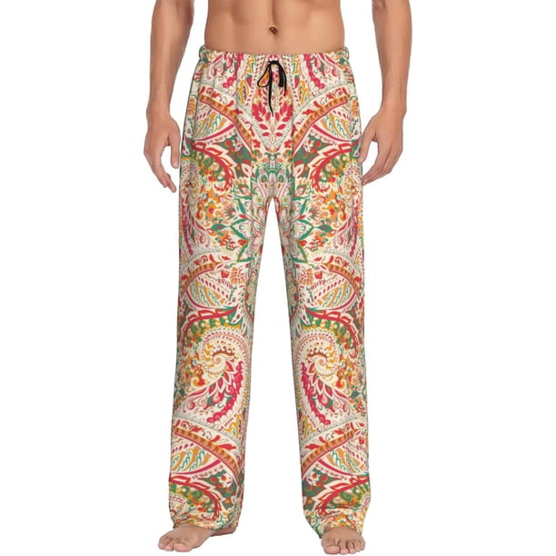 Fotbe Indian Paisley 1 Pantalones de Pijama para Hombre, Pantalones de Dormir, Pantalones de Casa con Cintura Ajustable y Bolsillos-X-Large