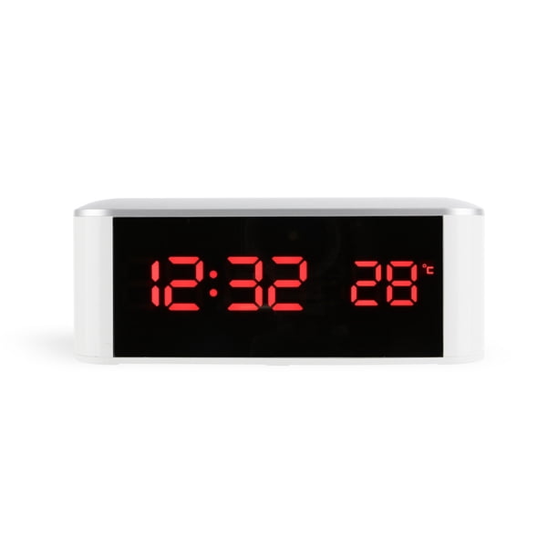 Reloj Despertador LED, TermóMetro, Reloj De Pared Digital Con Segundos Para Personas Mayores, Adultos Con SueñO Profundo, Palabras En Rojo