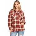 thumbnail image 4 of Love Tree Women's Cozy Soft Sherpa Teddy Coat Plaid Shacket (Terracotta, Large), 4 of 4