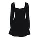 thumbnail image 5 of Mini vestido de manga larga para mujer - Vestido corto con cuello cuadrado perlado y volantes en el dobladillo, vestido elegante para novias y fiestas, mezcla de poliéster, 5 of 7