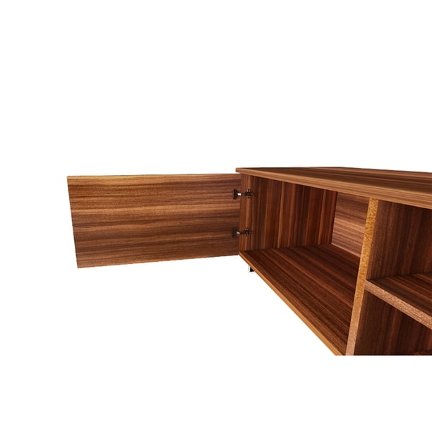 Modern TV Stand, TV Cabinet with 2-Tier Open Shelves and Double