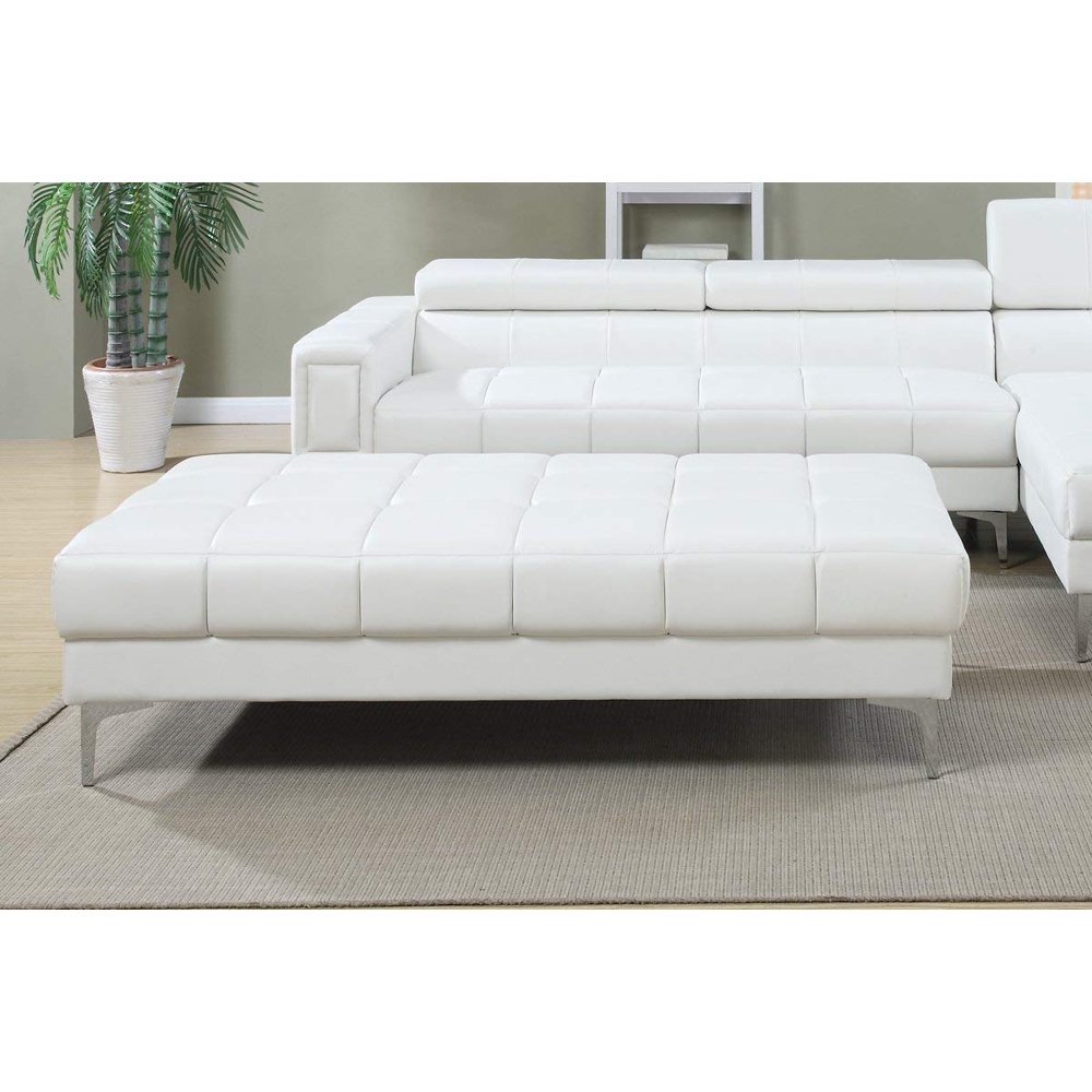 Simple Relax Bonded Leather Ottoman, White