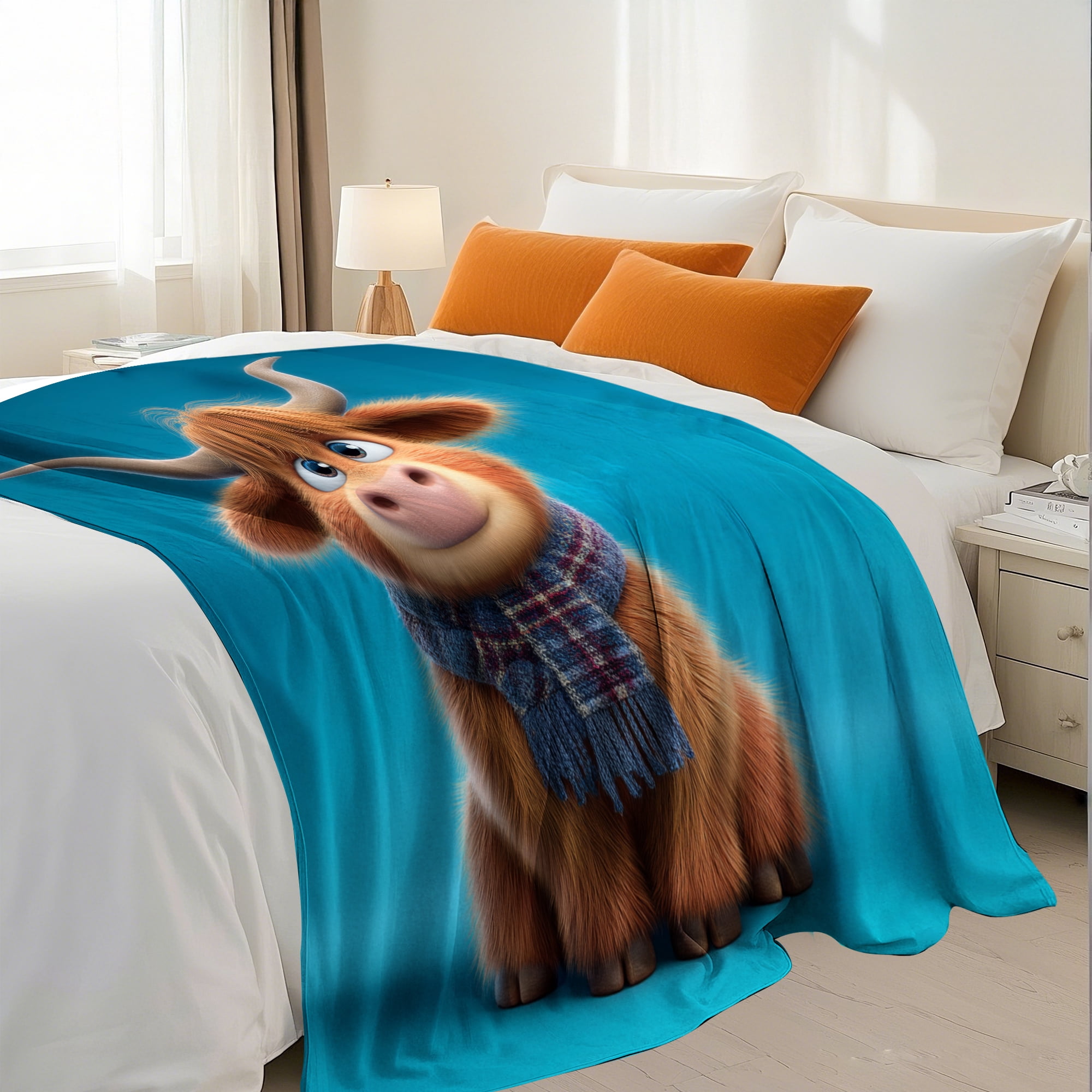 Flannel Fleece Throw Blanket, Soft Large Throw Blanket, Lightweight Cozy Plush Throw Blanket Fit Sofa Bed, 50"x60", Plateau Cattle