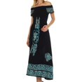 thumbnail image 3 of Sakkas Leilani Batik Maxi Dress - Black / Turquoise - One Size, 3 of 4