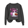 thumbnail image 5 of YVNAURA Women‘s Spooky Season Funny Graphic Oversized Sweatshirt Crewneck Long Sleeve Pullover Cute Halloween Loose Fit Fall Top Casual 1 Pack, Dark Gray,XXXL, 5 of 5
