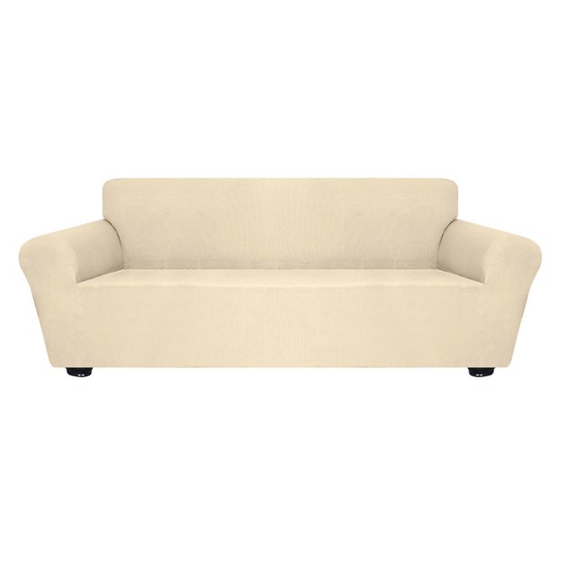 Funda para sofá de peluche Decdeal, ideal para 4 personas, color beige, material suave y resistente, disponible en varios tamaños y tonos.