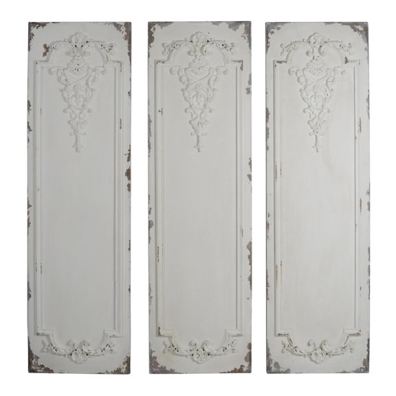 A&B Home Alcott Wall Panels - Set of 3-Color:Antique White,Style:Classic Vintage