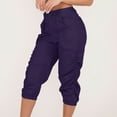 thumbnail image 4 of Purple Womens Pants Womens Cargo Trousers Cargo Pants with Pocket High Waist Jogging Bottoms Solid Color Summer Trousers Leisure Trousers Paperbag Work Trousers Sweatpants Womens Fashion, 4 of 6
