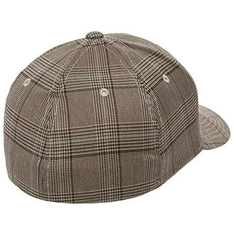 Original Flexfit Glen Brown/Khaki - Flex Small/Medium Blank Plaid Baseball Fit Check Cap Hat 6196 Fitted