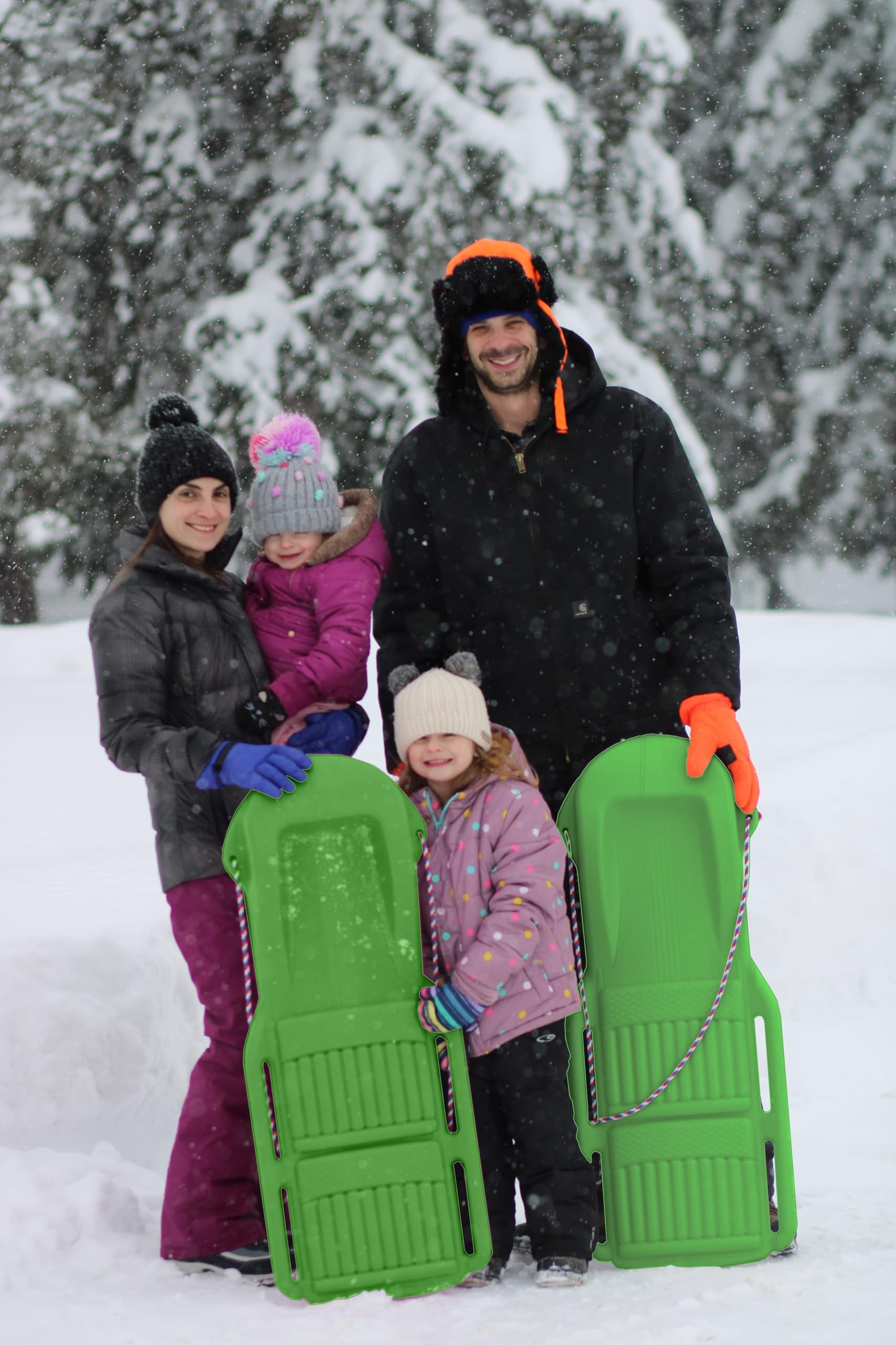 The Original Retro Racer Snow Sled by Confer Plastics, Green Glider Color, Durable Design for All Ages, Made in USA, Available as a Single Sled for Quick Rides