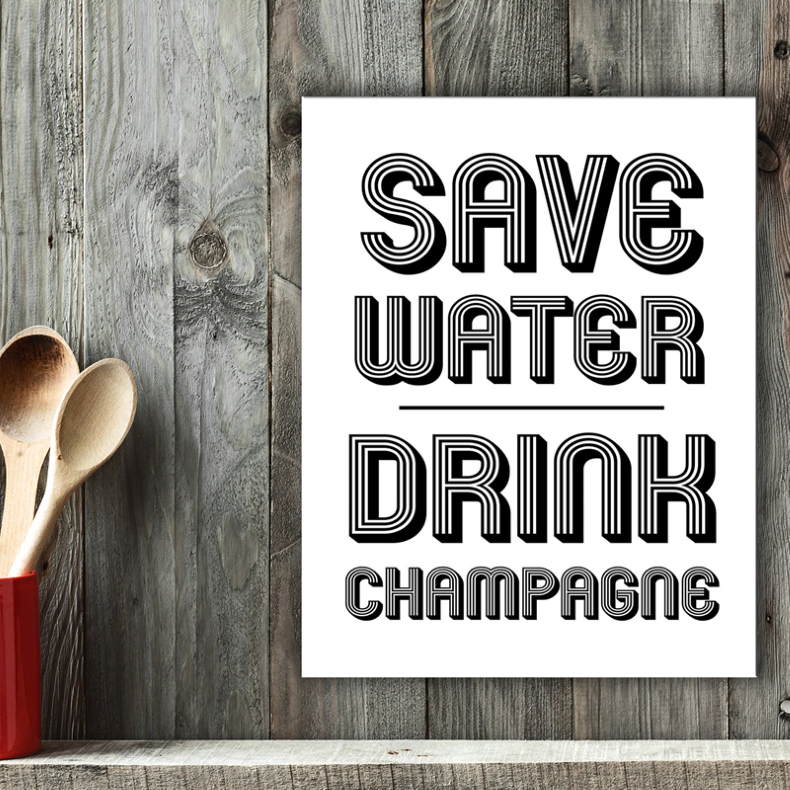 The Stupell Home Decor Collection Save Water Drink Champagne Wall Art