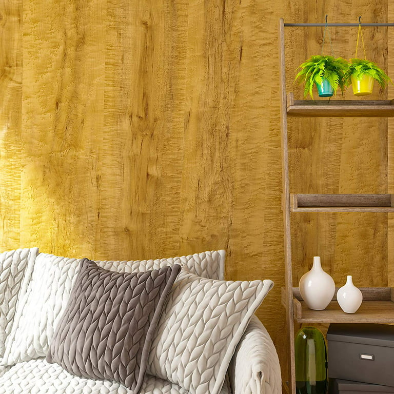 VEELIKE Gold Wood Grain Contact Paper for Countertops Waterproof Peel and Stick Vinyl Wallpaper 15.7''x354'' Self Adhesive Removable Wallpaper for