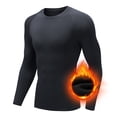 thumbnail image 3 of Mens T-Shirts Summer Autumn Winter Solid Color Round Neck Long Sleeve Fashion Leisure Training Fitness Shapewear Tops Pullover Daily-Wear,Black,XL, T Shirts, 3 of 3