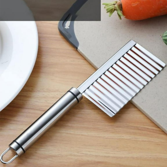Clearance! Under $5 Potato Crinkle Cut Stainless Wavy Slicer Decorative for Fruits and Vegetables Home Kitchen Wavy Cutting Tool. for Carrot Cheese Po