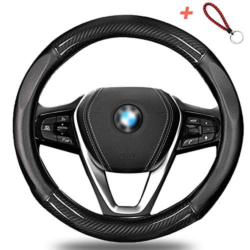 Autsop Steering Wheel Cover Leather Car Steering Wheel Covers for Women and Man Breathable Anti-Slip Odorless,Universal Fit 15 Inch Black 
