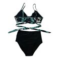 thumbnail image 3 of QUNYINEY Bikinis Womens Swimsuits V Neck Leopard Print Spaghetti Straps Bathing Suit Cross Two Piece Swimsuit Sets, 3 of 4
