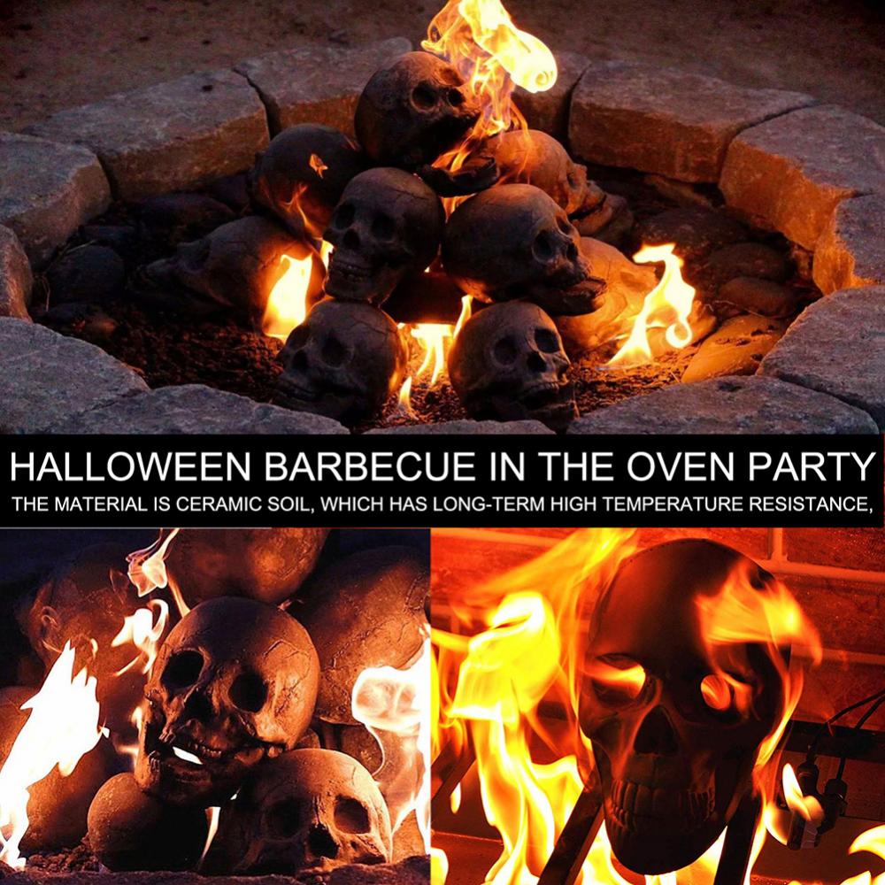 3-Inch Imitated Human Skull Gas Log for Indoor or Outdoor Fireplaces, Fire  Pits Halloween Decor