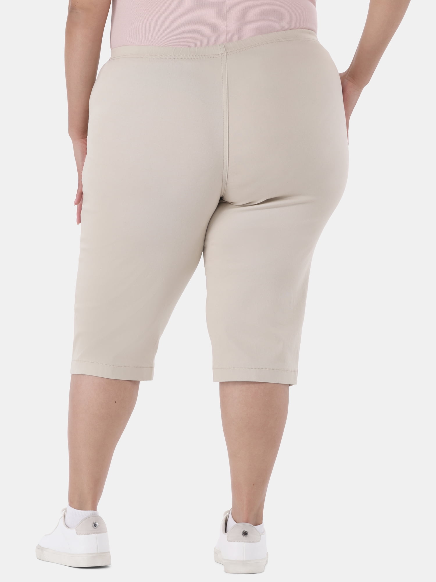 JMS Just My Size by Hanes Women's Plus Size Pull on Bling Tab Capri Pants, Sizes 0X-4X