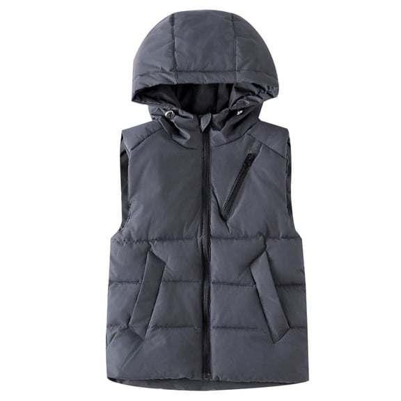 REDARER Kids Hooded Puffer Vest, Warm Insulated Sleeveless Jacket for Boys and Girls, Padded Outdoor Wear for Cold Weather,Size:5-6 Years