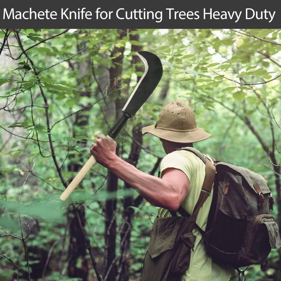 PYYAN-Sickle Garden Tool, Steel Billhook Machete Knife for Cutting Trees Heavy Duty, Hand Grass Weeding Sickle Knife with Wooden Handle for Yard Work