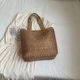 thumbnail image 3 of Bolso Paja Con Agujeros Mano Letras para Mujer Gran Capacidad Ocio Femenino Versátil, 3 of 9