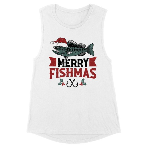 Merry Fishmas Women's Muscle Tank Large White