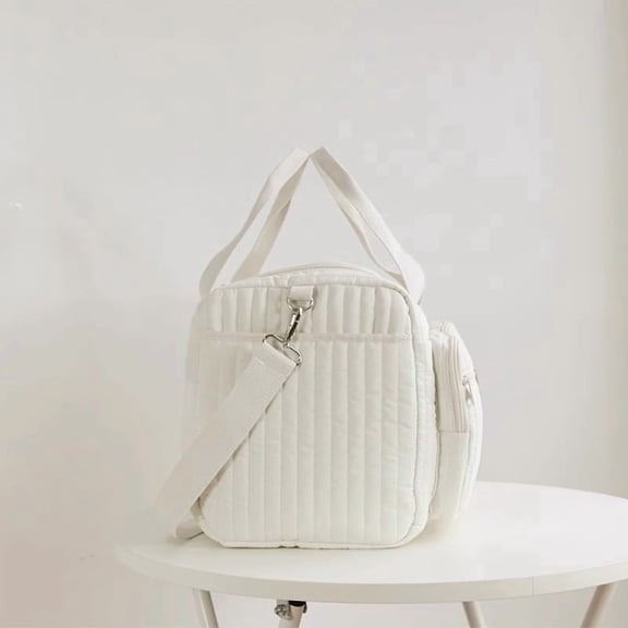 VORJELT Portable Travel Diaper Bag - Large Capacity Bear Design, Spill-Proof & Ergonomic, Multi-Compartment Handheld & Shoulder Bag for Parenting, Ideal for Home, Shopping, Commuting White
