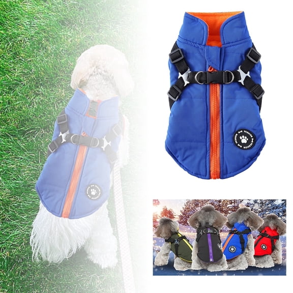 Dog Winter Coat Insulated Windproof Jacket with Leash Attachment for Small Medium and Large Breed