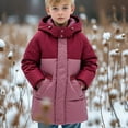 thumbnail image 2 of NAISIBABY Boys Puffer Jacket 10T, Drawstring Hooded Zipper with Pockets Mid-Length Winter Warm Quilted Coat Red(4-13T), 2 of 6