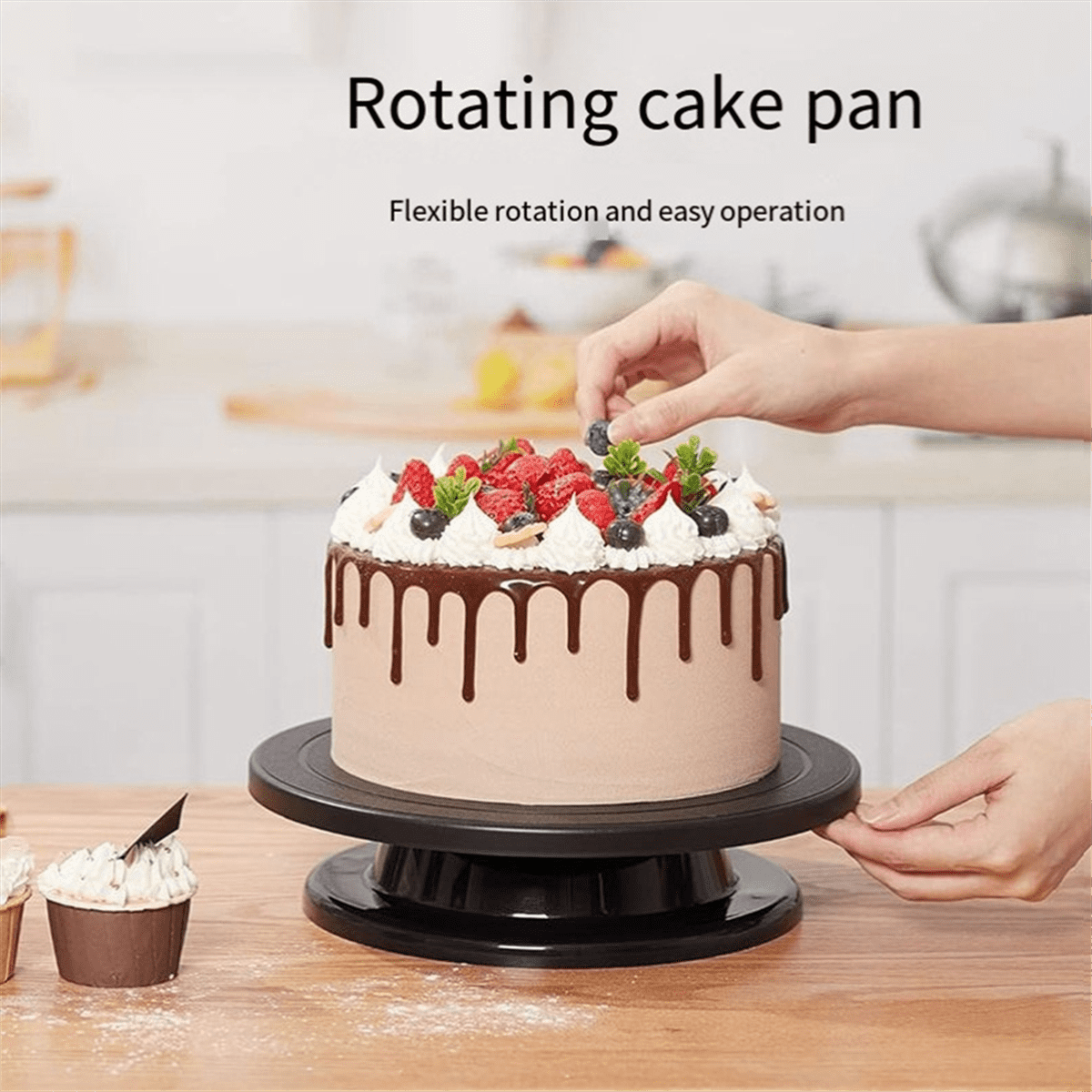 Plateau Tournant à Gâteau 28 Cm – Antidérapant & Robuste – Idéal Décoration Pâtisserie Professionnelle