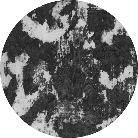 Ahgly Company Indoor Round Abstract Gray Modern Area Rugs, 4' Round