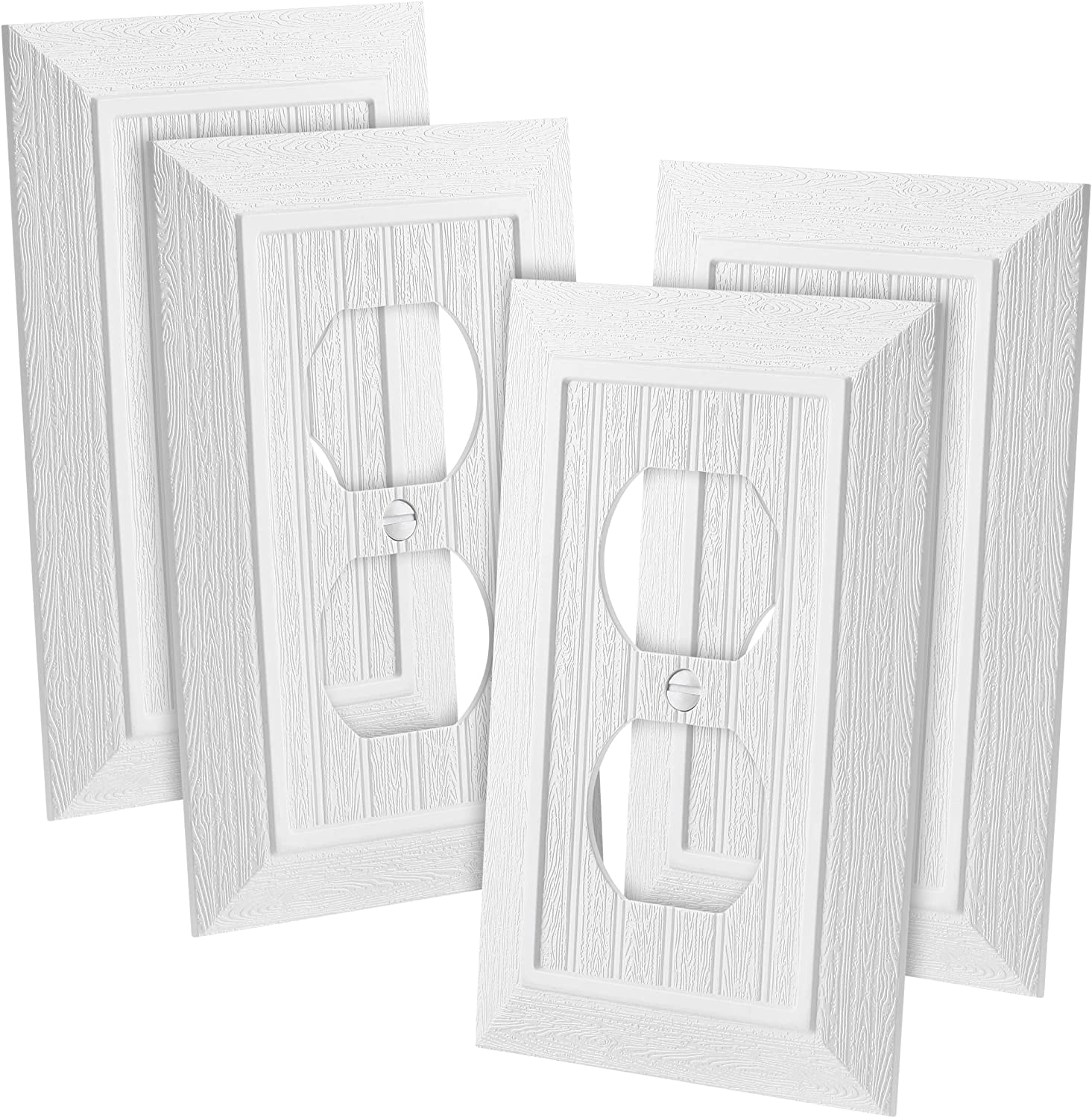 Bates- Classic Beadboard Single Duplex Wall Plate, 4 Pack, White Outlet Covers, Outlet Wall Plate, Outlet Covers, Outlet Plate, Electrical Outlet Cover Plates, Wall Outlet Cover, Duplex Outlet Cover