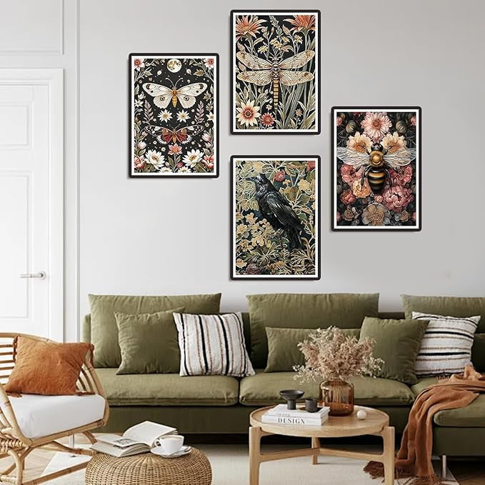 Diamond Painting Kits for Adults - 4 Pack Dragonflies, Butterfly, Bees, Bird DIY 5D Diamond Art Kits Full Drill Diamond Dots Paintings with Diamonds Gem Art and Crafts Home Decor
