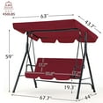 thumbnail image 6 of YODOLLA 3-Seat Outdoor Steel Porch Swing with Canopy, Swing Glider-Red, Free Standing Porch Swing, 6 of 9