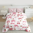 thumbnail image 2 of Castle Fairy 3-Piece Full Size Comforter Set, Bow Strawberry Fruit Print Bedding, 2 of 8