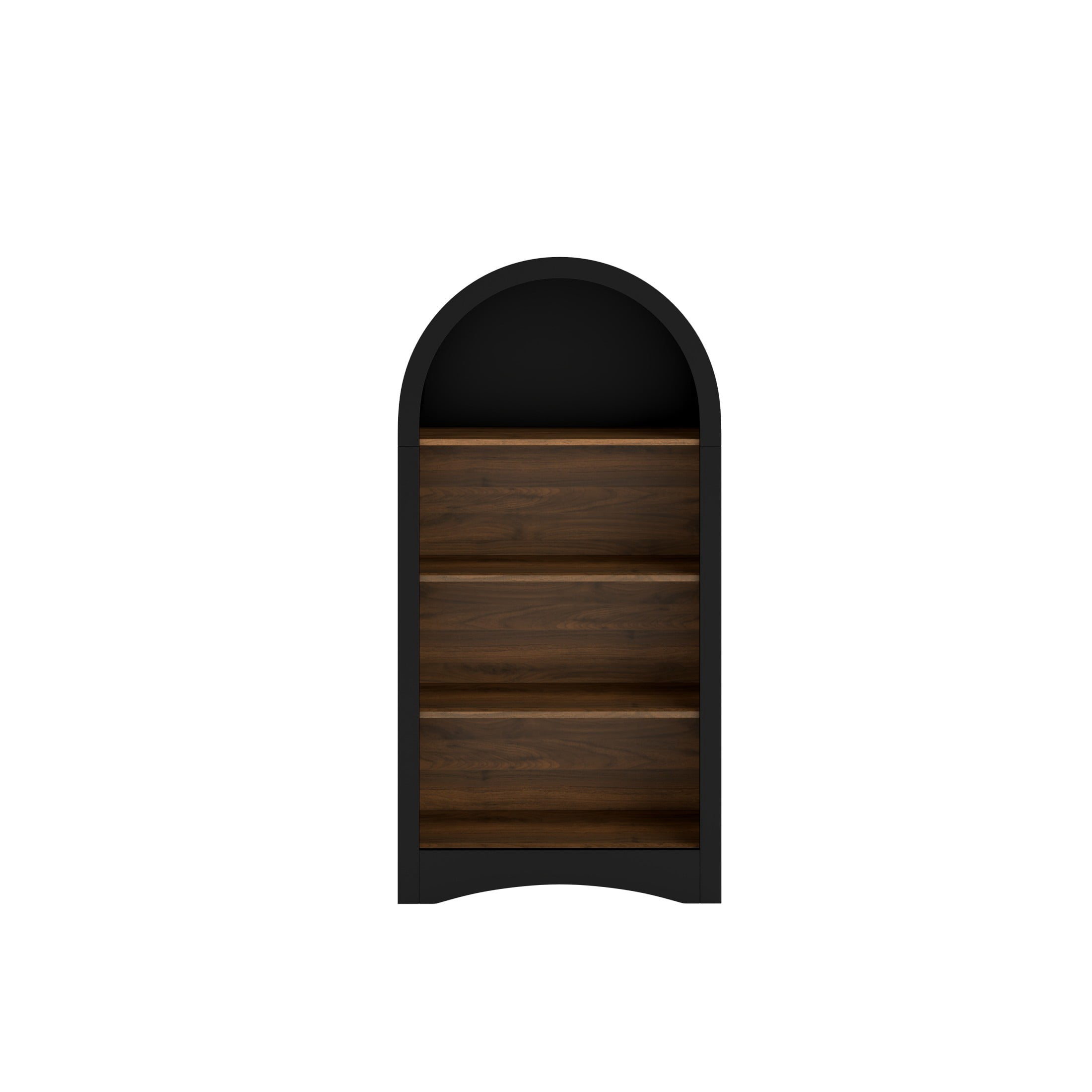 Noble House Eliver Freestanding Arched Storage Bookcase & Display Rack, Accent Space-Saving 4-Tier Open Shelf, Black