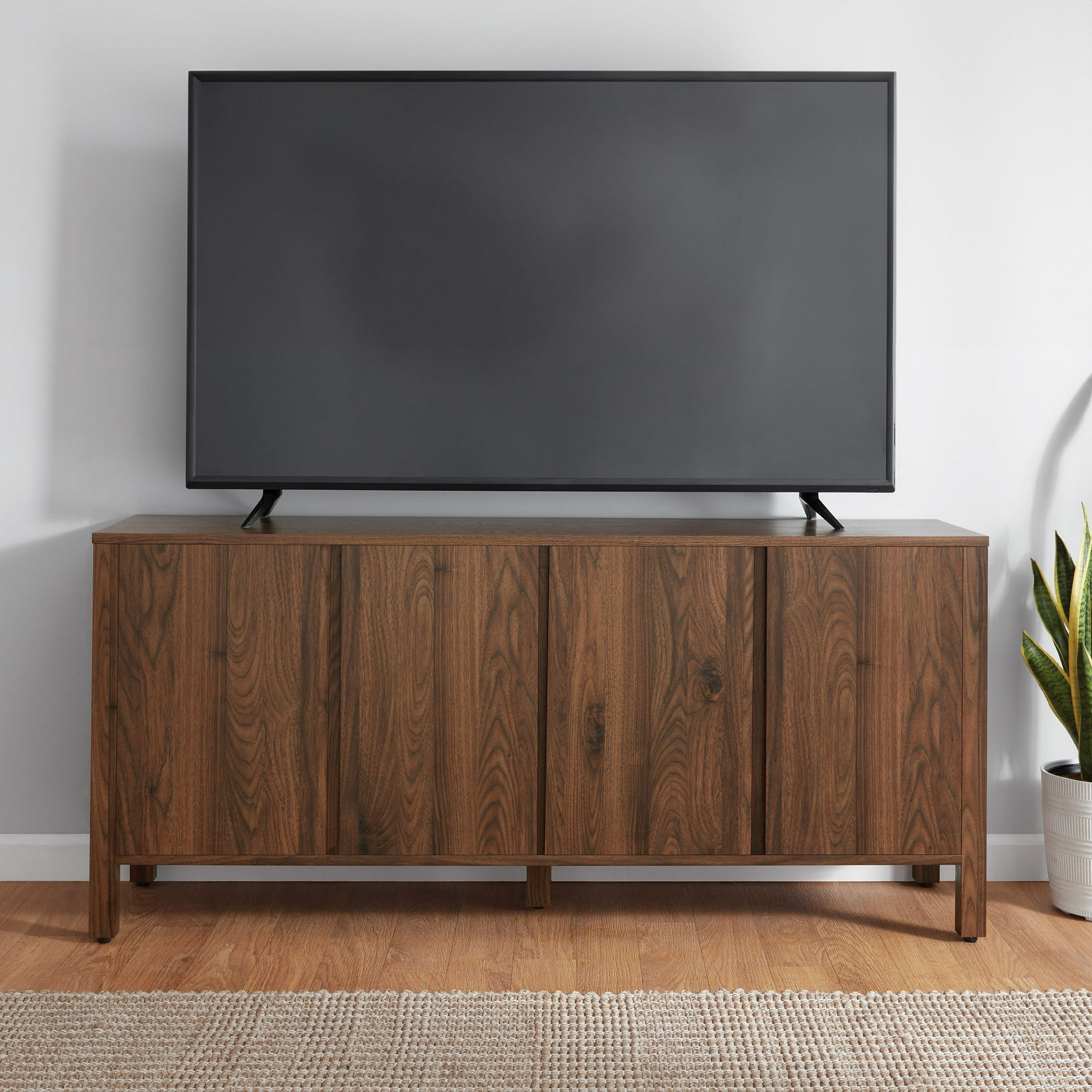 Mainstays 4-Door TV Console for TVs up to 65 in, Canyon Walnut