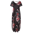 thumbnail image 4 of Leutsin Robe Longue Décontractée à Manches Courtes Imprimé Floral Col en V Grande Taille, 4 of 8