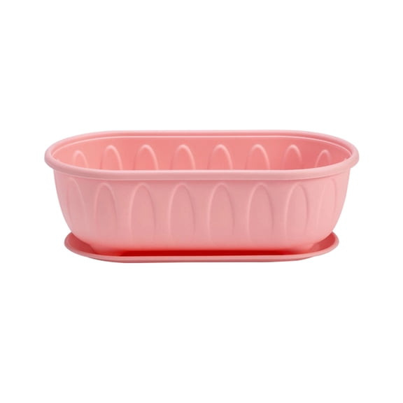 Long Plant Plant Pot Container,Rectangular Flower Planter with Drainage Holes & Trays,Window Vegetable Planter Box for Home Windowsill Patio Garden Balcony Indoor Outdoor,Pink