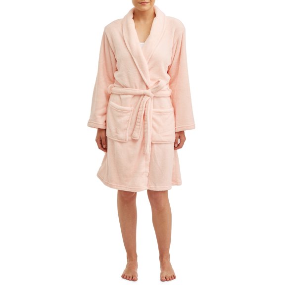Blue Star Clothing Women's Plush Body Robe with Belt and Oversized Front Pockets, One Size Fits Most