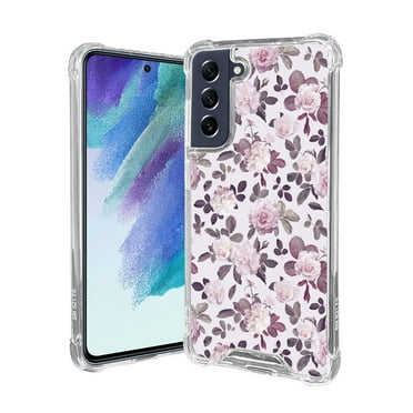 ANJ  Slim Shockproof Hybrid Case   Tempered Glass Cover for Samsung Galaxy S21 FE 5G - Vintage Roses