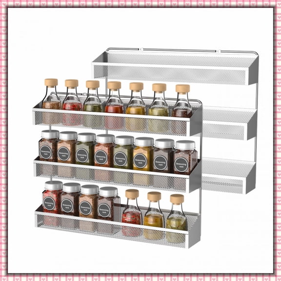 Auledio 2 PC 3 Layer Spice Organizer for Kitchen,Chrome