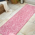 thumbnail image 4 of JONATHAN Y SMB106J-210 Charleston Vintage Filigree Textured Weave Fuchsia/Light Gray 2 ft. x 10 ft. Indoor/Outdoor Runner Rug, Pet Friendly, Easy to Clean, for Patio, Living Room, Bedroom, 4 of 8