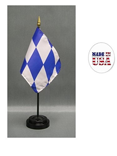 Box of 12 Bavaria 4x6 Miniature Desk & Little Table Flags; 12 Office and Waving Small Mini Bavarian Handheld Stick Flags in a Custom Made Cardboard Box Made for These Flags Made in USA! 