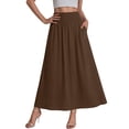 thumbnail image 3 of SROBPTY Skirts for Women Summer Solid Elastic Waist High Waist Midi A Line for Casual Wear, 3 of 5