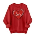 thumbnail image 2 of Craaazy Women's Fashion Love Heart Printing Valentines Shirts Long Sleeve Round Neck Casual Sweatshirts Gifts, 2 of 5